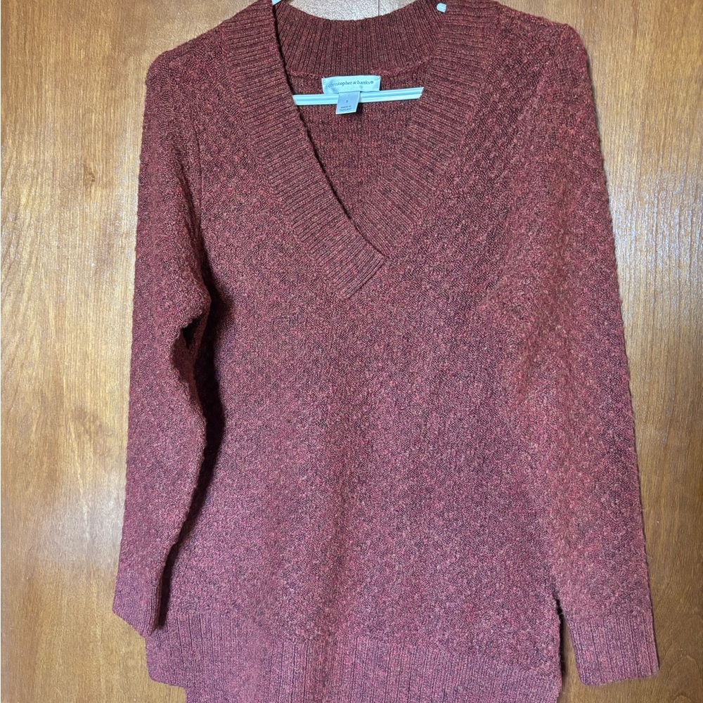 Christopher & Banks Rust V-Neck Sweater